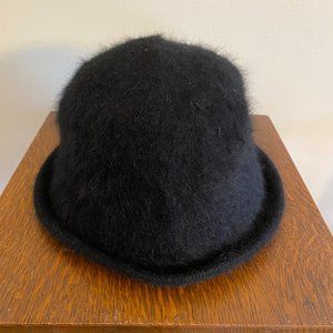Womens Black Angora Black Hat